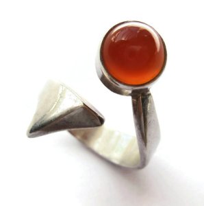 Niels Erik From carnelian and sterling silver modernist ring. For sale in my Etsy shop. Click on photos for details. (NOW SOLD.)