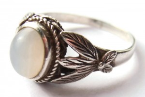 Bernard Instone moonstone and silver ring, for sale at my Etsy shop.