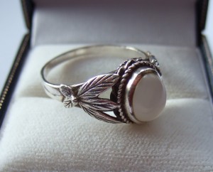 Rare antique Bernard Instone ring Sterling silver and moonstone ring 6