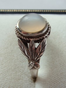 Rare antique Bernard Instone ring Sterling silver and moonstone ring 7