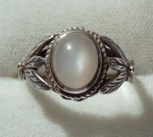 Rare antique Bernard Instone ring Sterling silver and moonstone ring 9