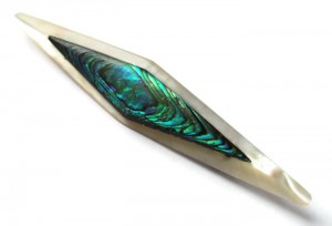Art Deco abalone and mother of pearl brooch, for sale at Inglenookery.