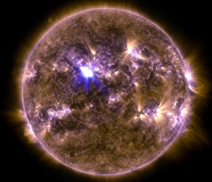 Sun with solar flare. 13 April 2013. Photo by NASA Solar Dynamics Observatory.