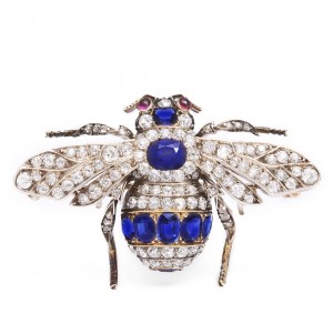 Victorian sapphire and diamond bumblebee brooch.