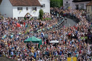The Tour passes through Finchingfield, Essex. Amazing crowds! Photo: Tour de France. 