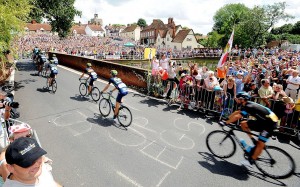 Another view of the Tour passing through Finchingfield.  Photo by PA.