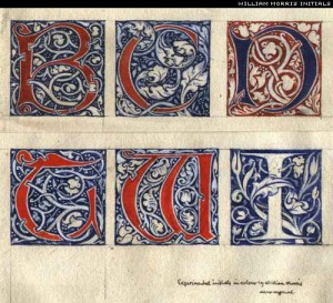 Letters designed by William Morris.