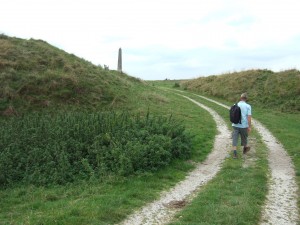 The entrance to the interior of the hillfort through the earthworks, in the south-east part of the hillfort.