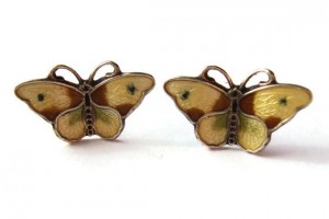 Hroar Prydz enamel and silver with vermeil butterfly earrings. (NOW SOLD).