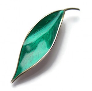 David-Andersen enamel and silver with vermeil leaf brooch. For sale in my Etsy shop.