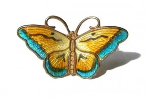 Hroar Prydz enamel and silver with vermeil butterfly brooch. For sale in my Esty shop.