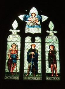 Stained glass window designed by Edward Burne-Jones and made in the William Morris workshops in 1901.