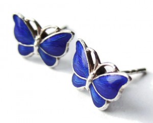 Volme Bahner enamel and silver butterfly earrings, Denmark. (NOW SOLD).