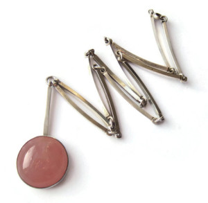 Vintage Niels Erik From modernist rose quartz necklace. For sale in my Etsy shop: click on photo for details.