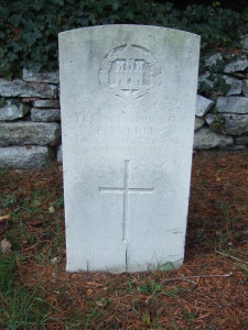 The headstone of Private E W Cuff, who died on 