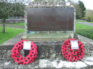 The plaque on the war memorial at Dinton listing those who died in the two World Wars.