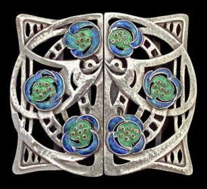 Silver andenamel buckle, designed by Jessie M King for Liberty & Co.