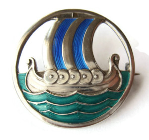 Fabulous David-Andersen Viking ship brooch, dated to between 1924 and 1939, for sale in my Etsy shop. Click on photo for details.