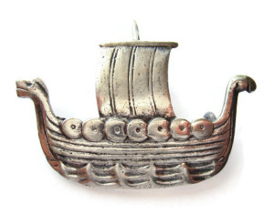 Viking ship brooch in 830 silver, by Aksel Holmsen of Norway. For sale in my Etsy shop: click on photo for details.