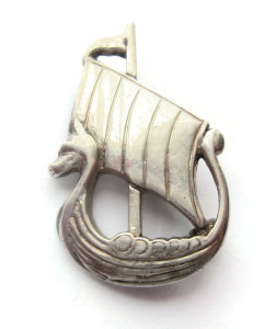Sterling silver Viking ship brooch by Shetland Silvercraft, 1968. For sale in my Etsy shop: click on photo for details.