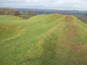 Cadbury Castle. View from the top of the ramparts. 24 January 2010.