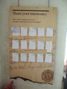 A memory board within the Gothic Cottage.
