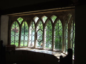 The deliberately wonky, shonky windows of the Gothic Cottage.