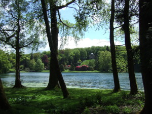 View across the lake to the Temple of Apollo.