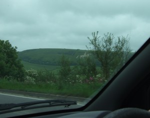 We drove past this on our (circuitous) way home: the Osmington White Horse, a hill figure created in 1808, and 85 m (280 feet) long and 98 m (323 feet) high.