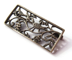 Art Deco silver brooch by H Teguy, France, 1920s, Basque jewellery. For sale in my Etsy shop. Click on photo for details.