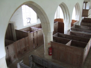 The nave aisle on the north side of the church.