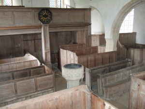 The west gallery and box pews.
