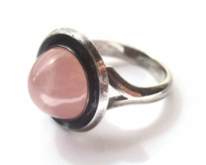 N E From rose quartz modernist ring. For sale in my Etsy shop: click on photo for details.