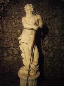 Neptune in his flint nodule-lined grotto at the Larmer Tree Gardens. 