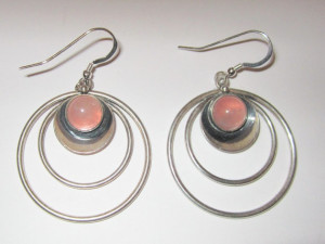 N E From rose quartz earrings.