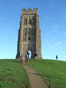 The tower of the Church of St Michael on top of Glastonbury Tor.