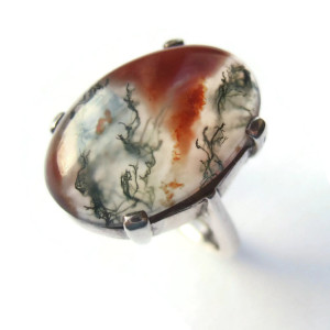 Vintage Scottish moss agate ring, 1964.