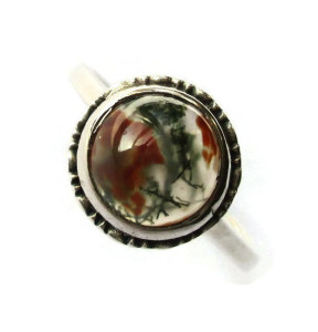 Vintage Art Deco moss agate ring.