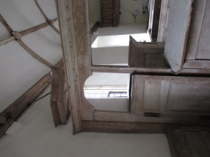 The pulpit viewed from the east end of the church.