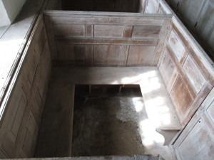 Inside one of the box pews.