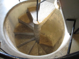 Access in the lower parts is by central spiral staircases like this, and in the upper parts by ladders.