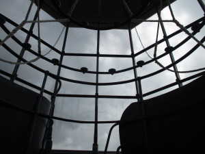 Looking up into the lantern.