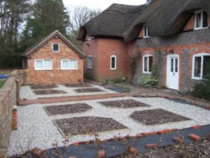 Hard landscaping completed, before the planting.