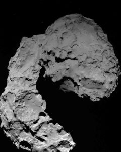 Rosetta’s OSIRIS wide-angle camera captured this image at 11:49 GMT yesterday (29 September 2016) when Rosetta was 22.9 km from Comet 67P/Churyumov-Gerasimenko. Photograph: Credits: ESA/Rosetta/MPS for OSIRIS Team MPS/UPD/LAM/IAA/SSO/INTA/UPM/DASP/IDA