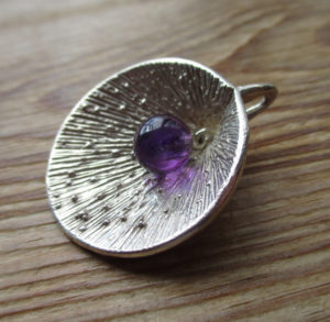 Amethyst and sterling silver pendant, hallmarked Sweden 1970.