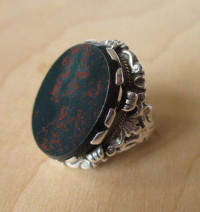 Zoltan White & Co Arts and Crafts bloodstone ring. For sale in my Etsy shop: click on photo for details.