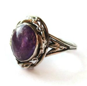 Arts and Crafts amethyst ring. For sale in my Etsy shop: click on photo for details.